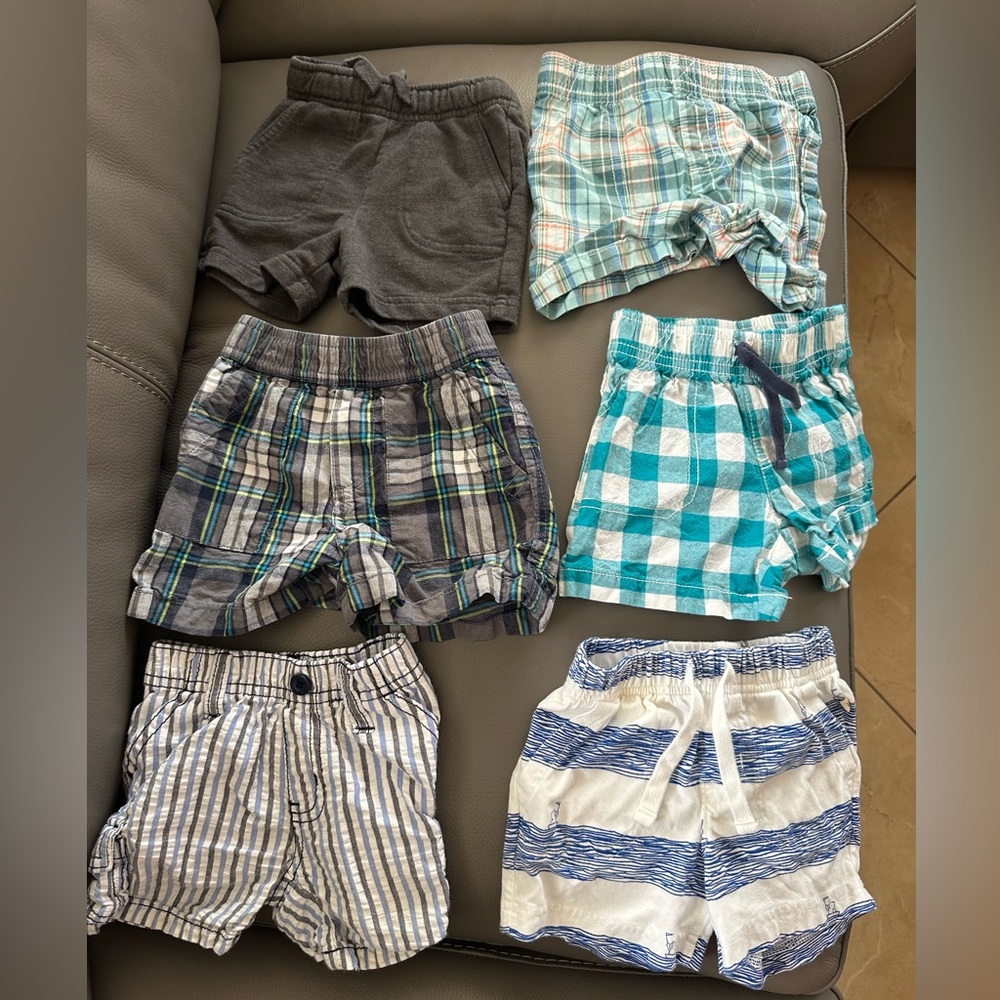 6 Pairs or 9-12 Month Baby Shorts in Various Patterns
